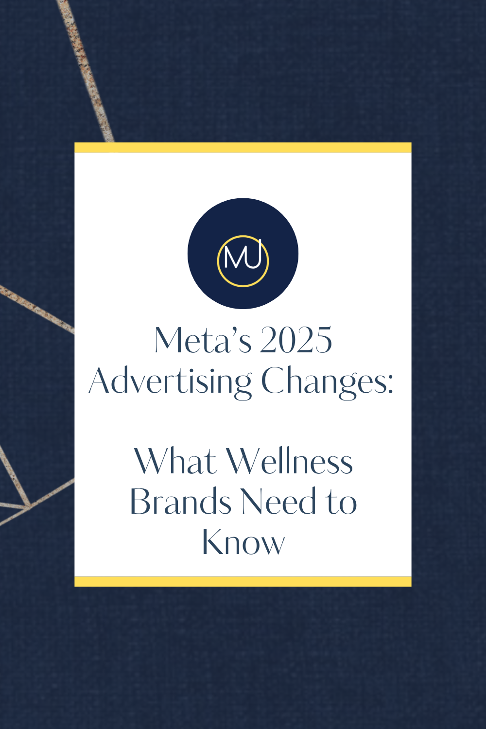 Graphic titled 'Meta’s 2025 Advertising Changes: What Wellness Brands Need to Know.' The design includes bold text, clean visual of the company logo, and a focus on digital marketing trends, calming, cool colors